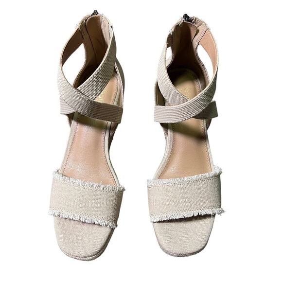 Lauren Blakwell Lizzie Wedge Sandal Frayed Canvas Espadrille Strappy Womans US 7 - Picture 9 of 10